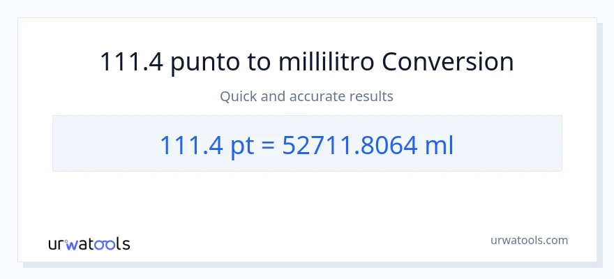 Conversione da 111.4 Pints a millilitri