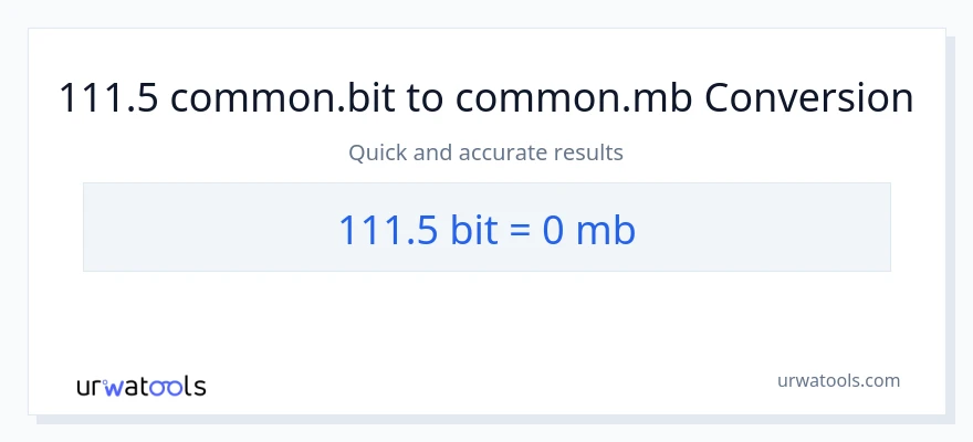 111.5 Bits patungong Megabytes na conversion