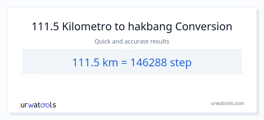 111.5 Kilometro patungong mga hakbang na conversion