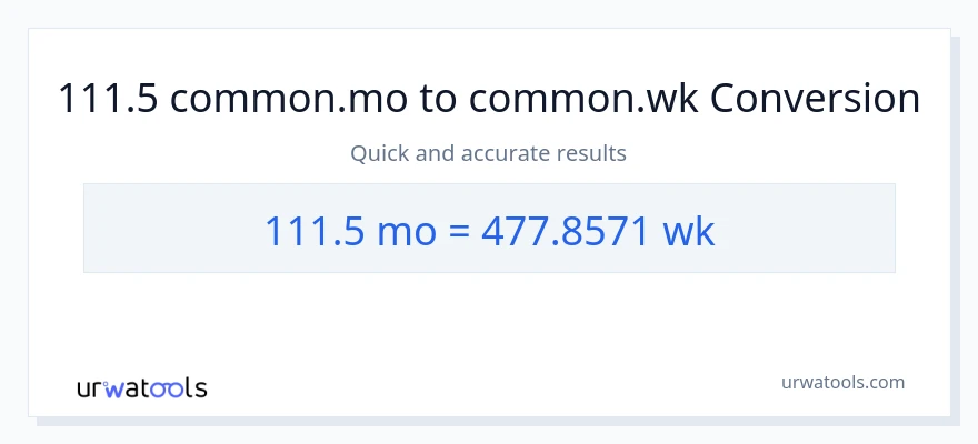 111.5 Mga Buwan patungong Mga Linggo na conversion