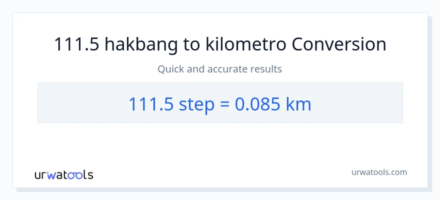 111.5 mga hakbang patungong Kilometro na conversion
