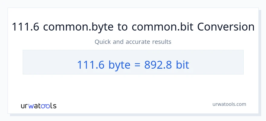 التحويل من 111.6 Bytes إلى Bits