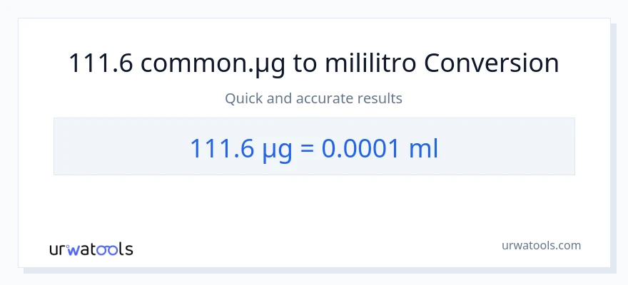 111.6 mga mikrogramo patungong mga mililitro na conversion