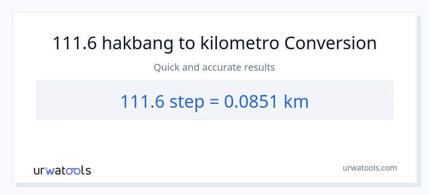 111.6 mga hakbang patungong Kilometro na conversion