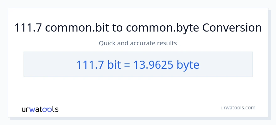 111.7 Bits से Bytes रूपांतरण