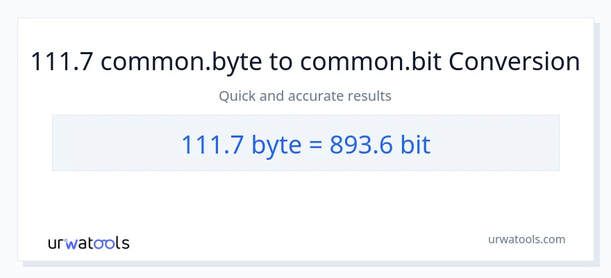 111.7 Bytes naar Bits conversie