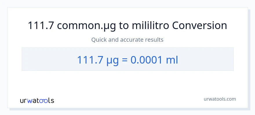 111.7 mga mikrogramo patungong mga mililitro na conversion