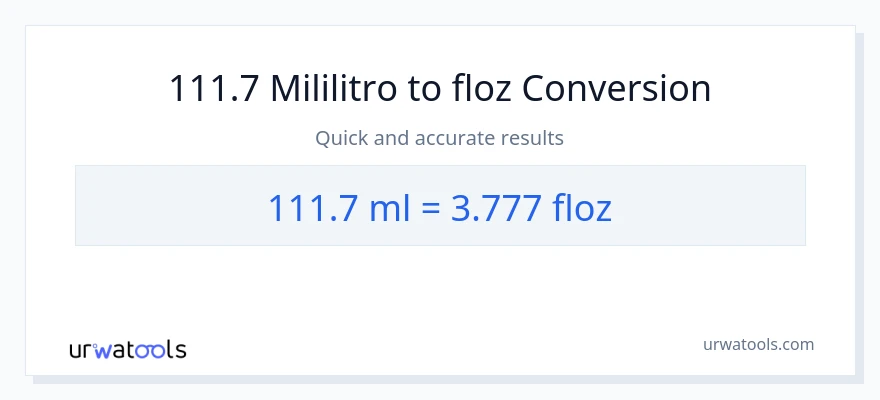 111.7 mga mililitro patungong mga onsa ng likido na conversion