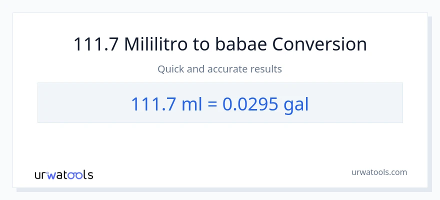 111.7 mga mililitro patungong Mga galon na conversion