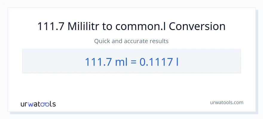 Konverze z mililitrů na Liters: 111.7