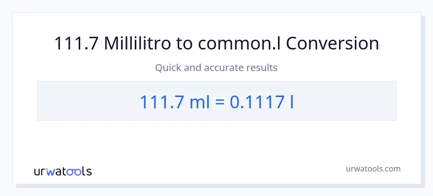 Conversione da 111.7 millilitri a Liters