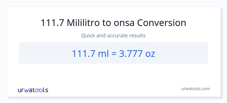 111.7 mga mililitro patungong Mga onsa na conversion