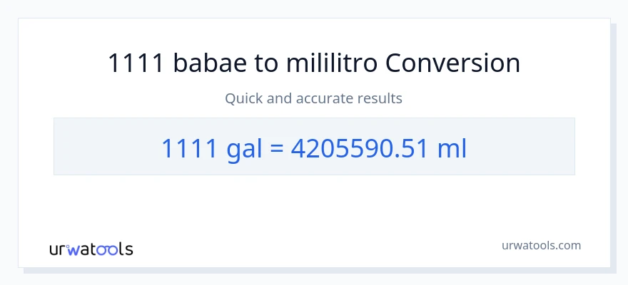 1111 Mga galon patungong mga mililitro na conversion