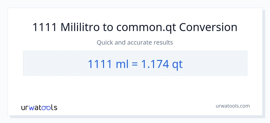 1111 mga mililitro patungong Quarts na conversion