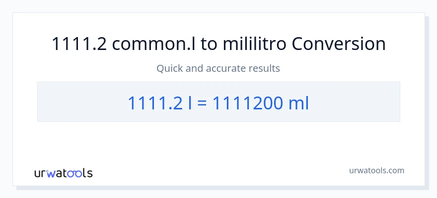 1111.2 Liters patungong mga mililitro na conversion