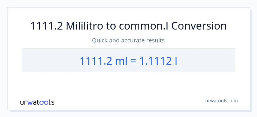 1111.2 mga mililitro patungong Liters na conversion