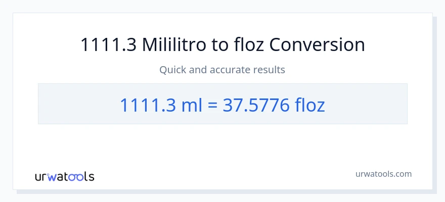 1111.3 mga mililitro patungong mga onsa ng likido na conversion