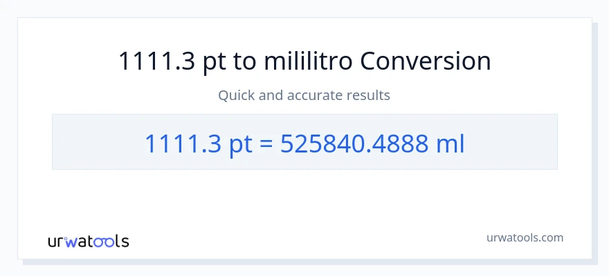 1111.3 Pints patungong mga mililitro na conversion