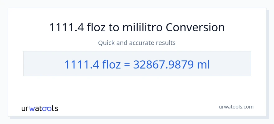 1111.4 mga onsa ng likido patungong mga mililitro na conversion
