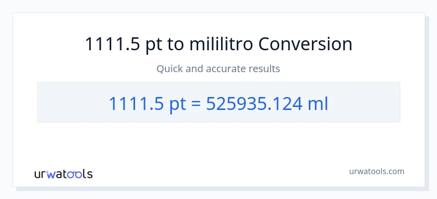 1111.5 Pints patungong mga mililitro na conversion