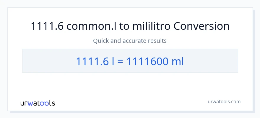 1111.6 Liters patungong mga mililitro na conversion