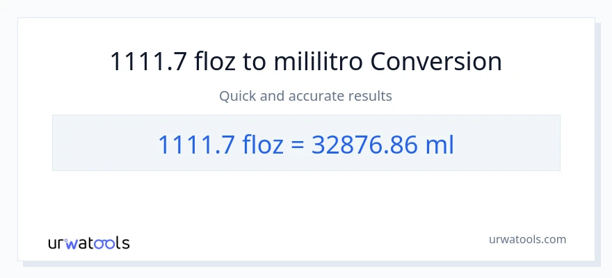 1111.7 mga onsa ng likido patungong mga mililitro na conversion