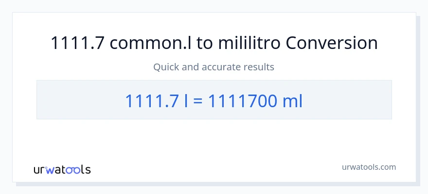 1111.7 Liters patungong mga mililitro na conversion