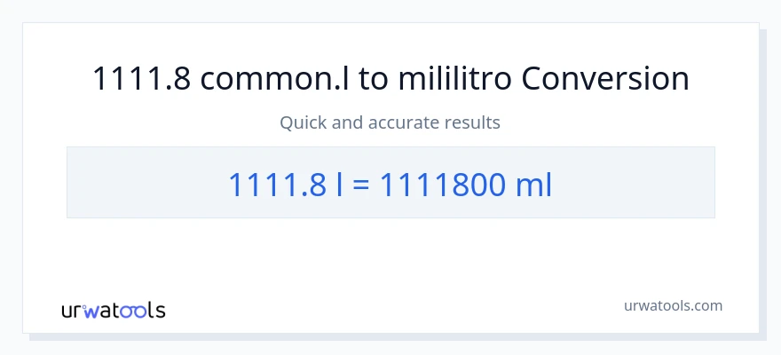 1111.8 Liters patungong mga mililitro na conversion