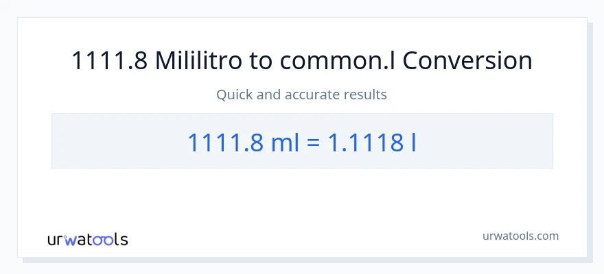 1111.8 mga mililitro patungong Liters na conversion