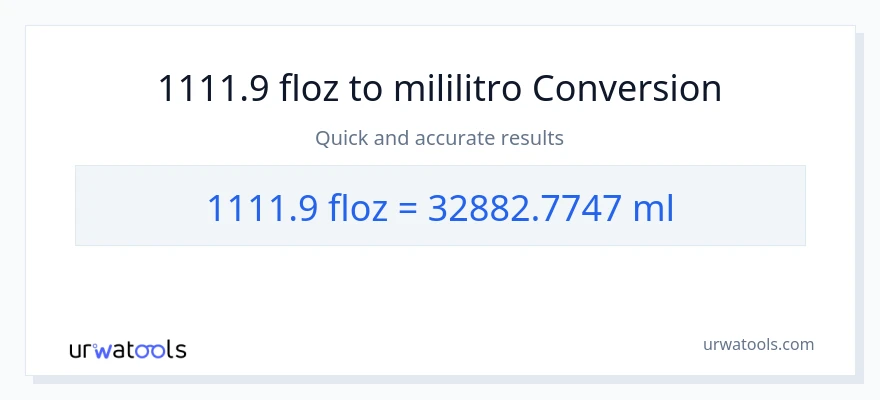 1111.9 mga onsa ng likido patungong mga mililitro na conversion