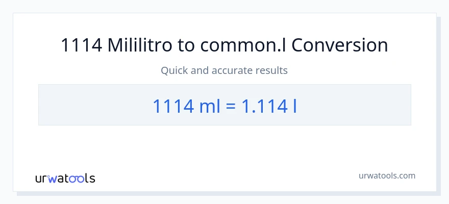 1114 mga mililitro patungong Liters na conversion