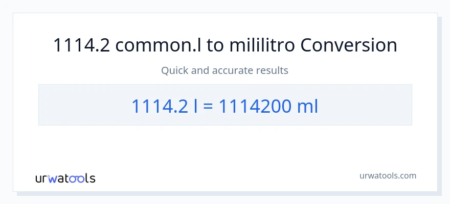 1114.2 Liters patungong mga mililitro na conversion