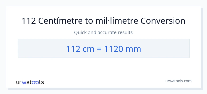 Conversió de 112 Centímetres a mil·límetres