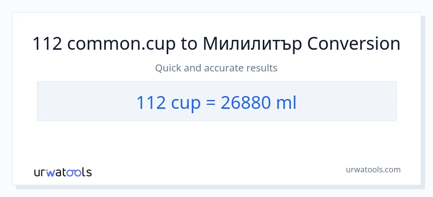 112 конверсия от чаши до милилитри