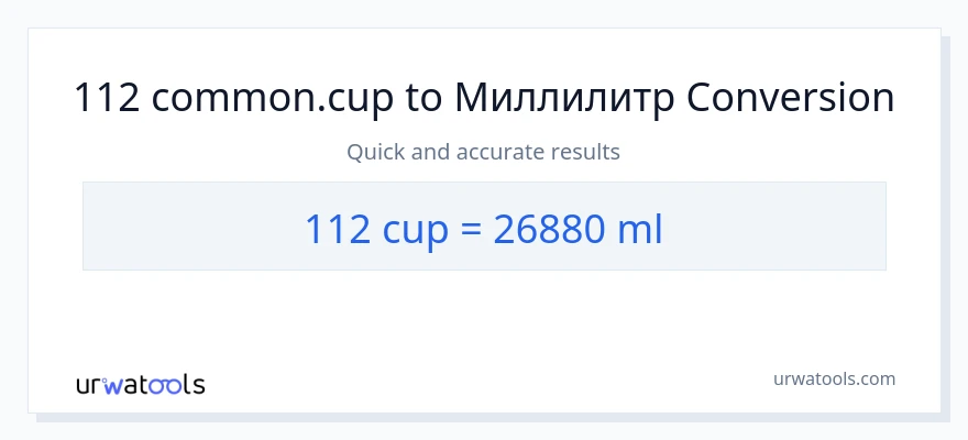 112 чөйчөктөр дан миллилитр га конверсия