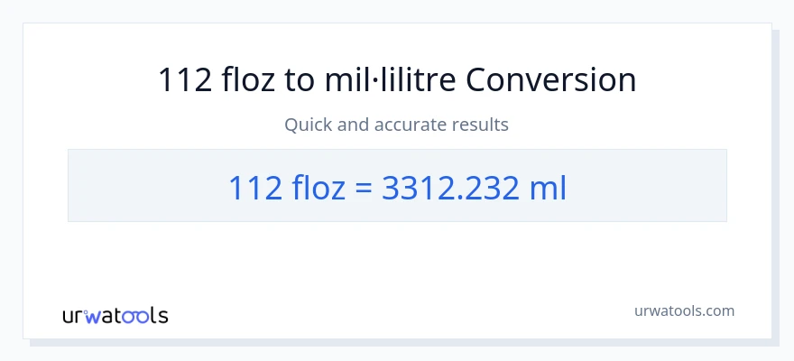 Conversió de 112 unces fluides a mil·lilitres