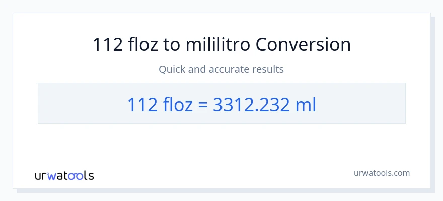 Conversão de 112 onças fluidas para mililitros
