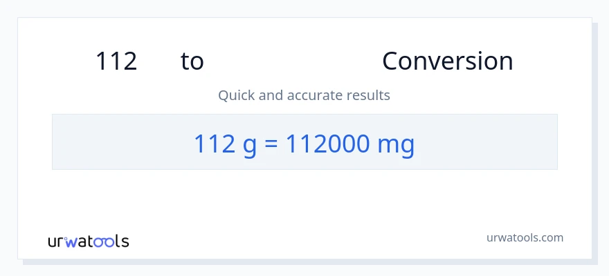 112 ഗ്രാം ൽ നിന്ന് മില്ലിഗ്രാം ലേക്ക് പരിവർത്തനം