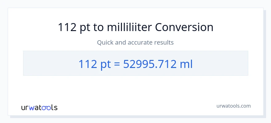 112 Pints konversioon milliliitrid-ks