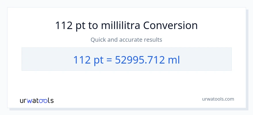 112 Pints - millilitraa muunnos