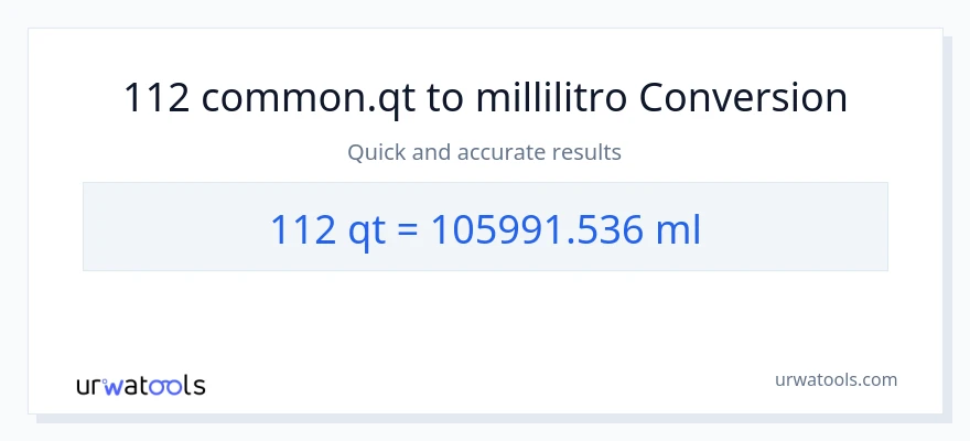 Conversione da 112 Quarts a millilitri