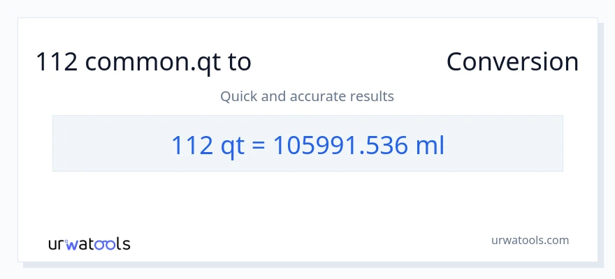 112 Quarts ൽ നിന്ന് മില്ലിലിറ്റർ ലേക്ക് പരിവർത്തനം