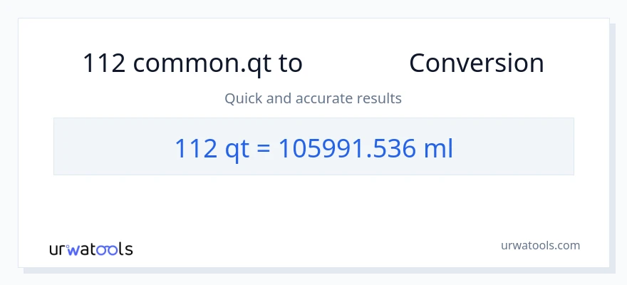การแปลง 112 Quarts เป็น มิลลิลิตร