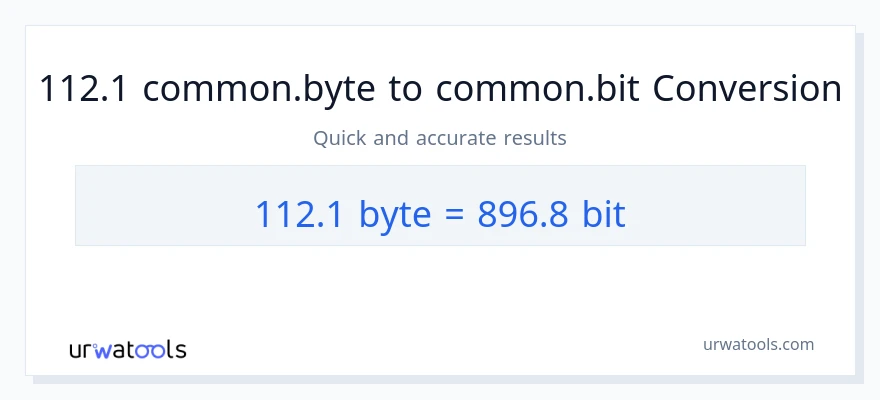 التحويل من 112.1 Bytes إلى Bits