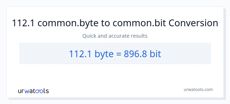 112.1 Bytes இலிருந்து Bits வரை மாற்றம்