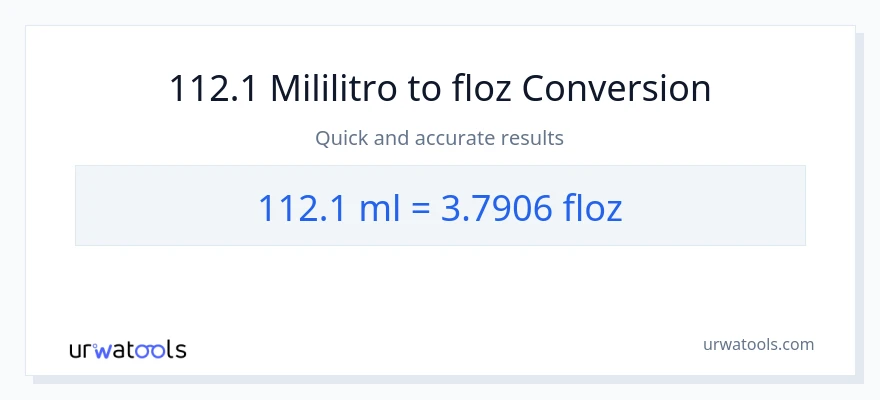 112.1 mga mililitro patungong mga onsa ng likido na conversion
