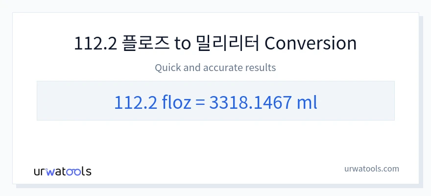 112.2 액량 온스에서 밀리리터으로의 변환