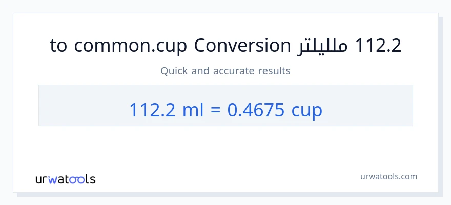 التحويل من 112.2 ملليلتر إلى أكواب