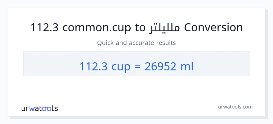 التحويل من 112.3 أكواب إلى ملليلتر