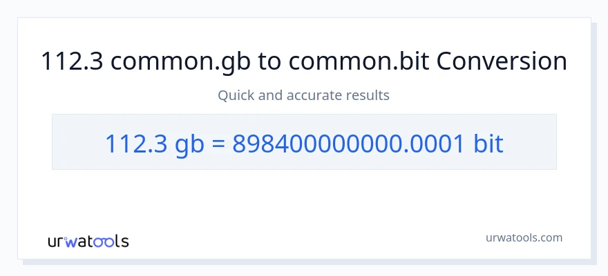 112.3 Gigabytes patungong Bits na conversion